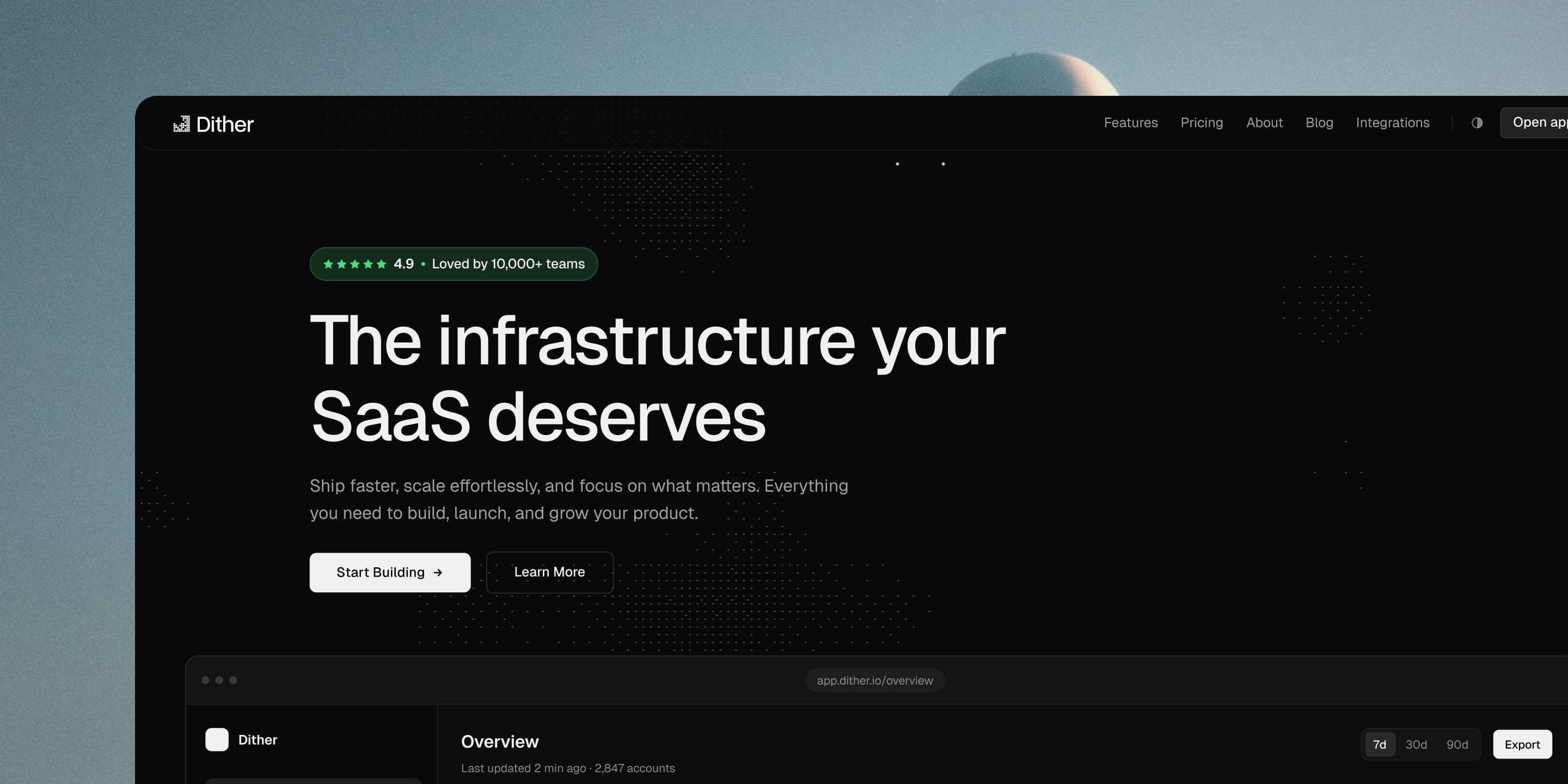 Dither - SaaS Website project hero
