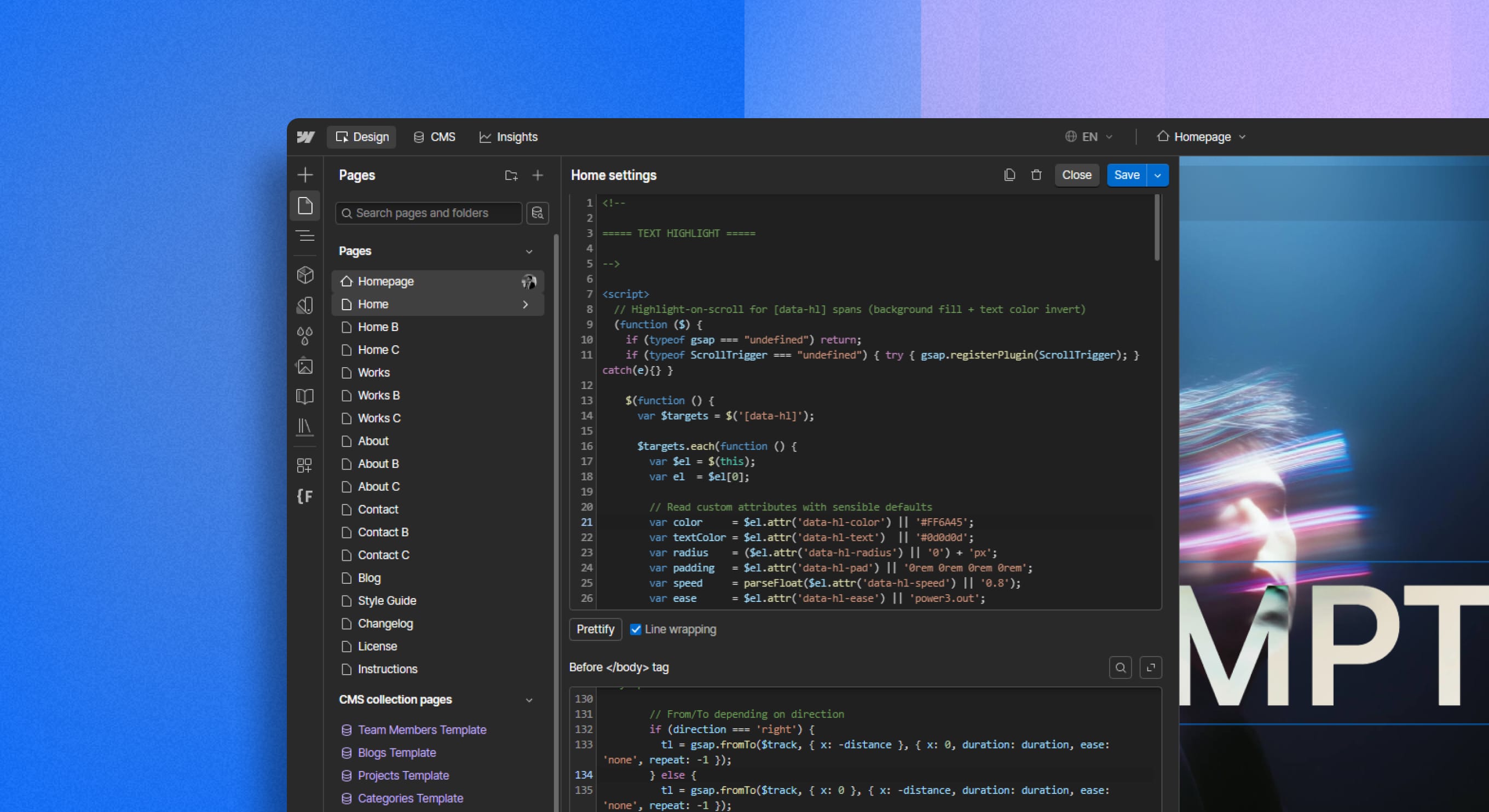 Webflow - Marketplace project overview